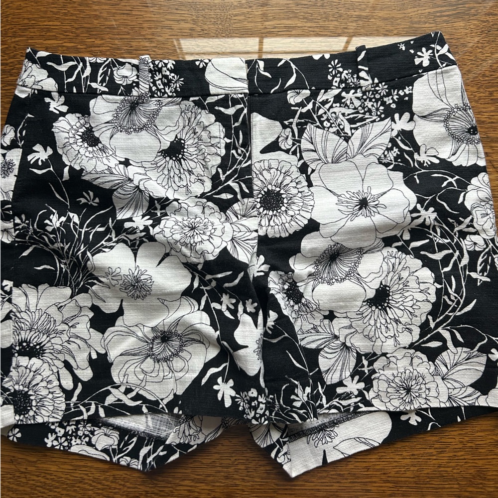 Talbots Black and White Floral Shorts